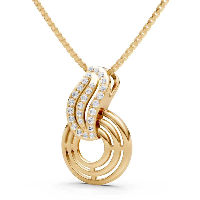 Concentric Ribbed Link Sparkle Pendant