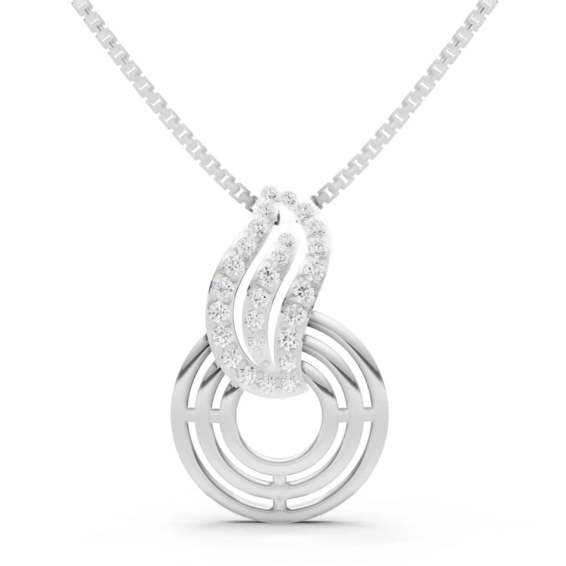 Concentric Ribbed Link Sparkle Pendant