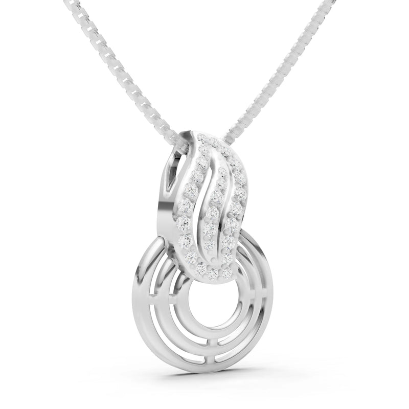 Concentric Ribbed Link Sparkle Pendant