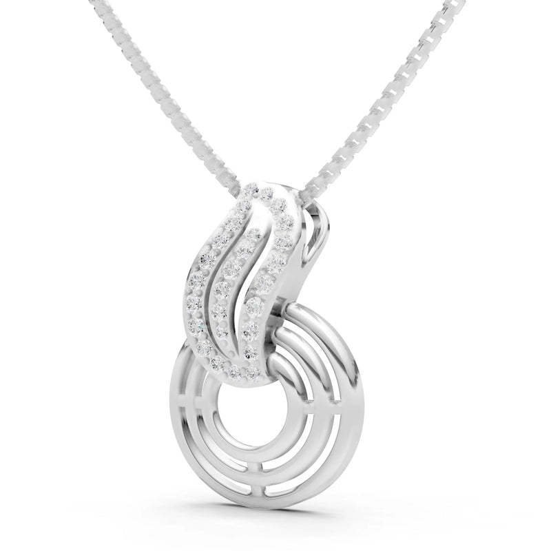 Concentric Ribbed Link Sparkle Pendant