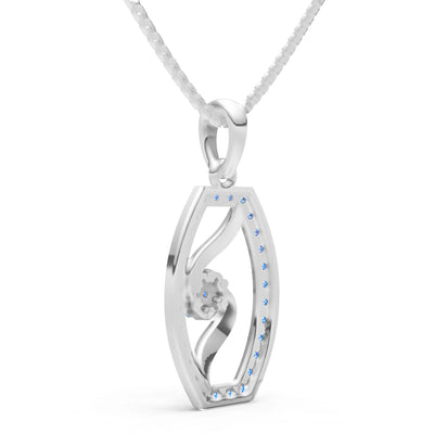 Swiss Blue Topaz Lozenge Florette Wreath Radiance Pendant