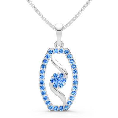 Swiss Blue Topaz Lozenge Florette Wreath Radiance Pendant