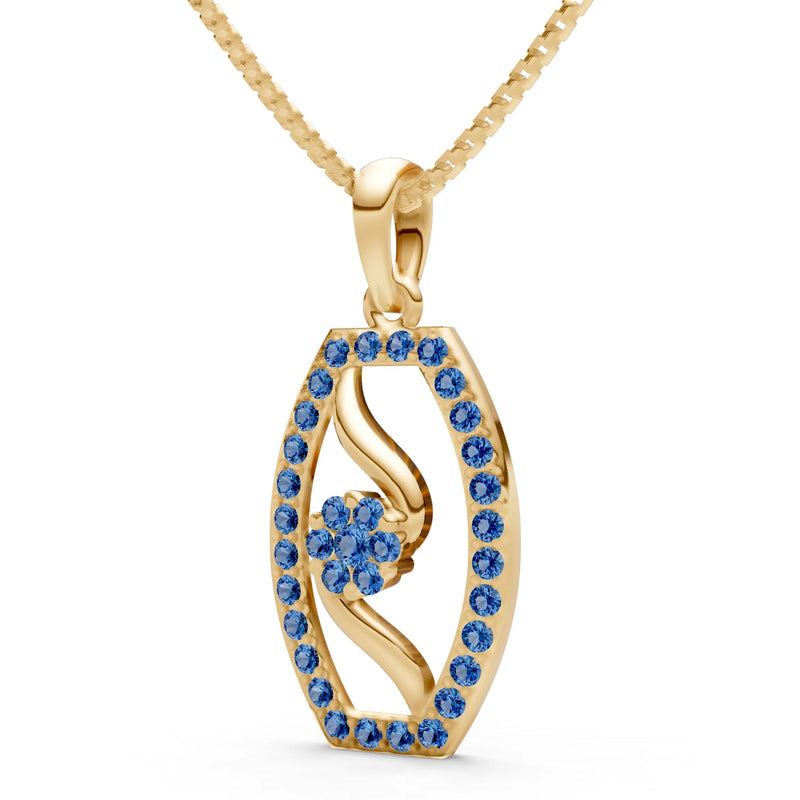 London Blue Topaz Lozenge Florette Wreath Radiance Pendant