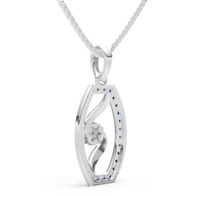 London Blue Topaz Lozenge Florette Wreath Radiance Pendant