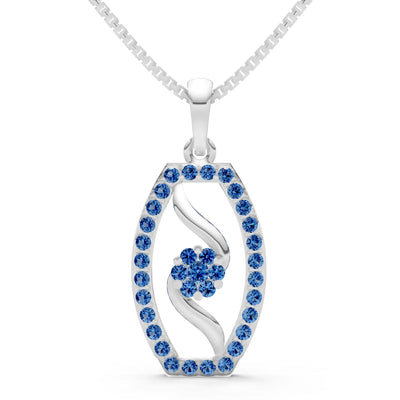 London Blue Topaz Lozenge Florette Wreath Radiance Pendant