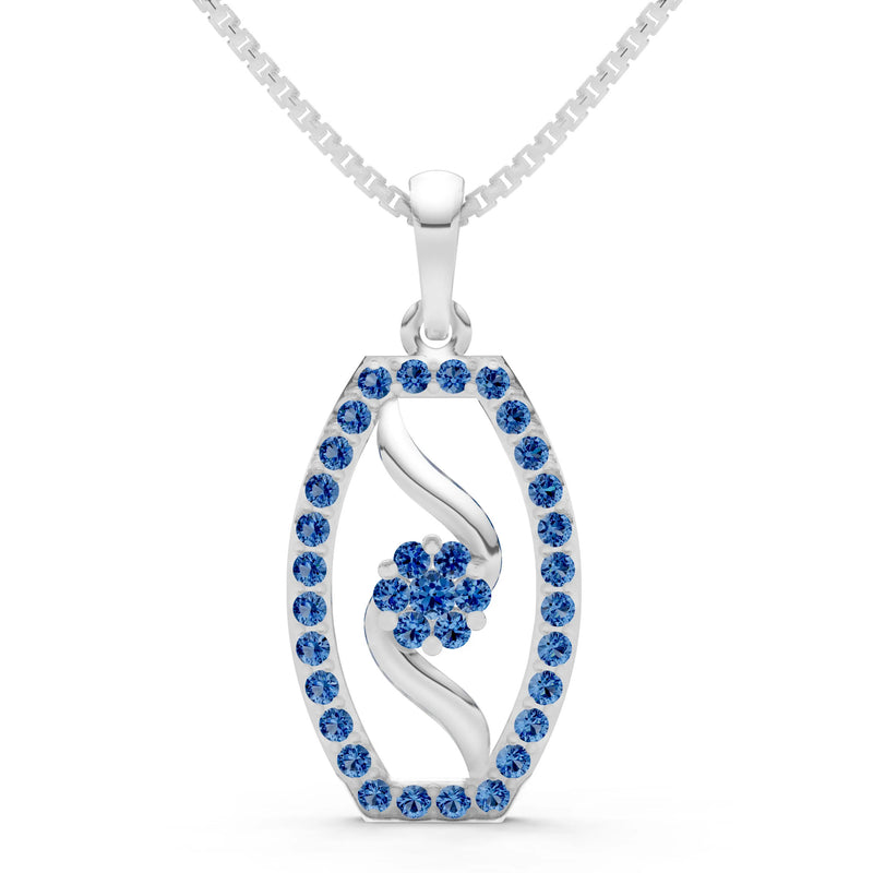 London Blue Topaz Lozenge Florette Wreath Radiance Pendant