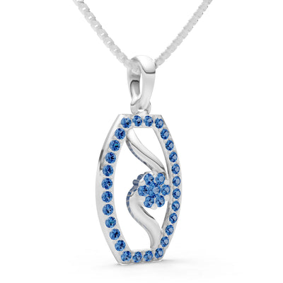 London Blue Topaz Lozenge Florette Wreath Radiance Pendant