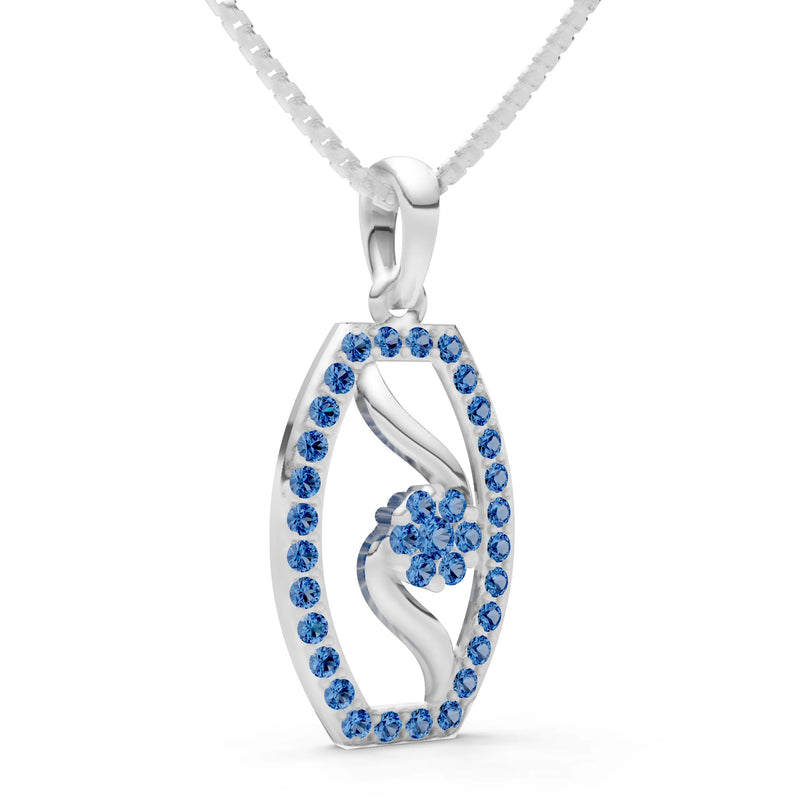 London Blue Topaz Lozenge Florette Wreath Radiance Pendant