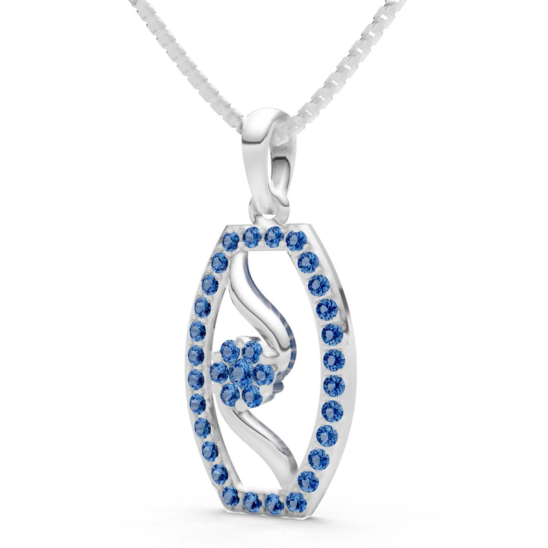 London Blue Topaz Lozenge Florette Wreath Radiance Pendant