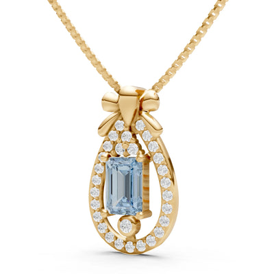 Aquamarine Ribbon Bow Pendant