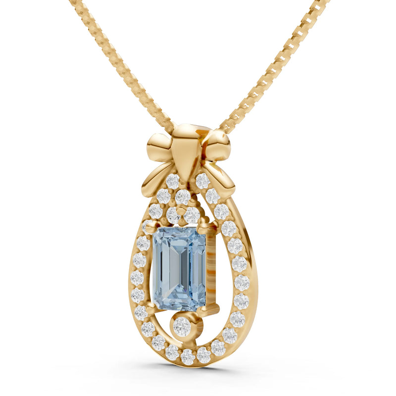 Aquamarine Ribbon Bow Pendant