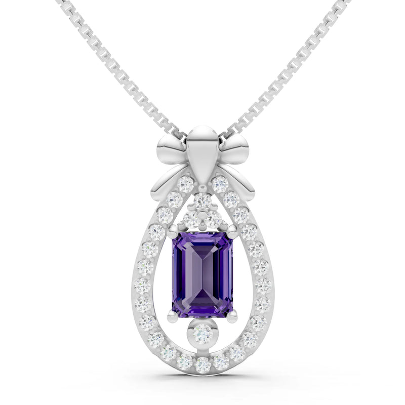 Amethyst Profound Depth Ribbon Bow Pendant