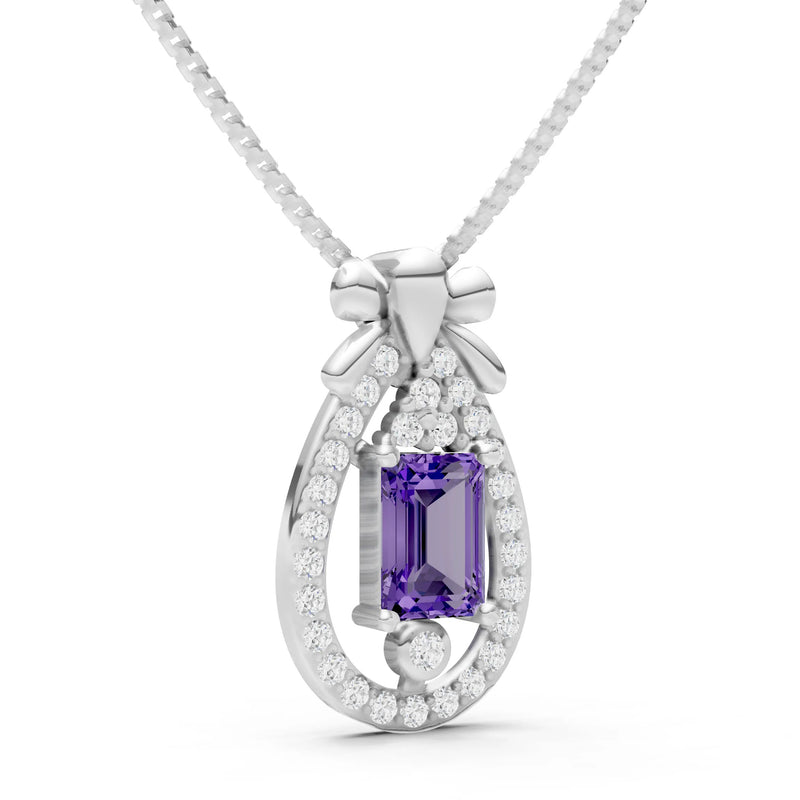 Amethyst Profound Depth Ribbon Bow Pendant