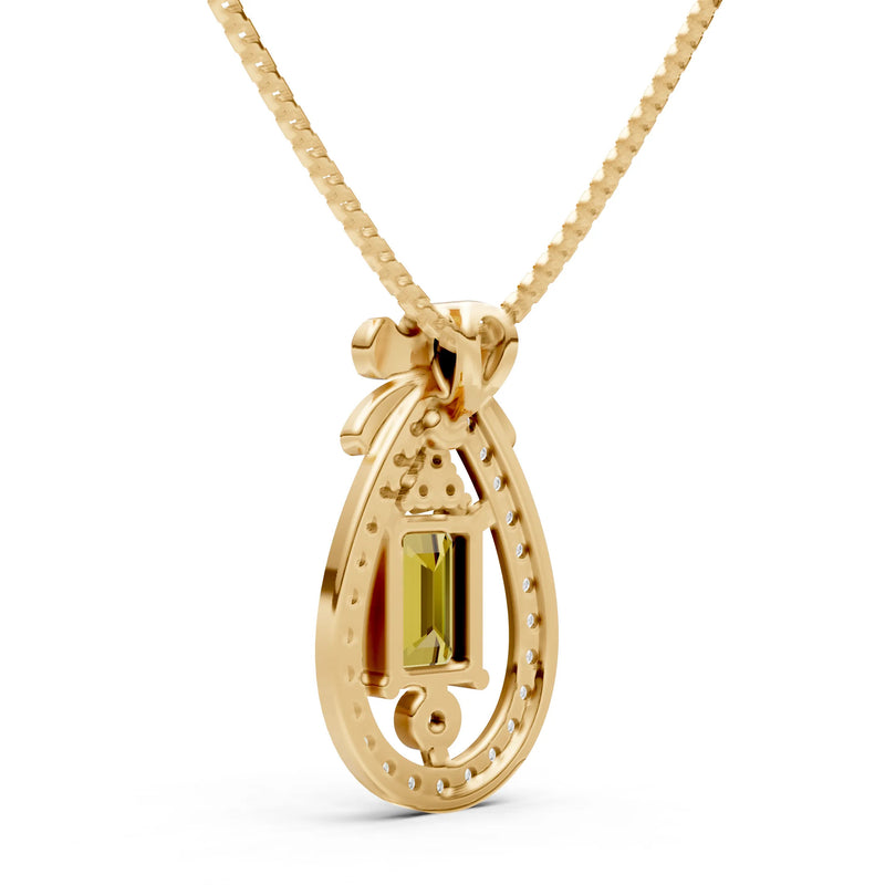 Citrine Profound Depth Ribbon Bow Pendant