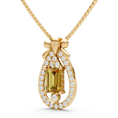 Citrine Profound Depth Ribbon Bow Pendant
