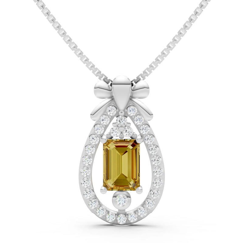 Citrine Profound Depth Ribbon Bow Pendant