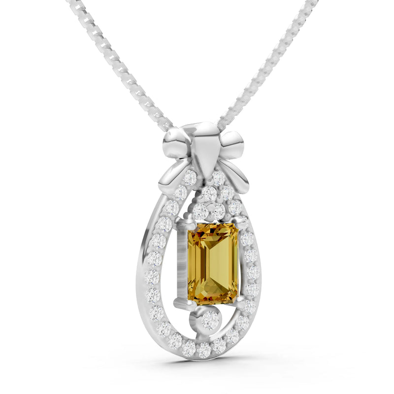 Citrine Profound Depth Ribbon Bow Pendant