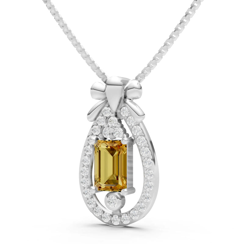 Citrine Profound Depth Ribbon Bow Pendant