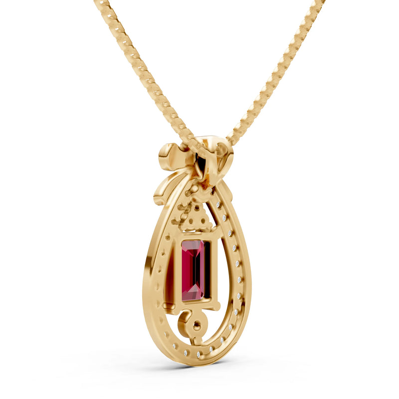 Garnet Profound Depth Ribbon Bow Pendant
