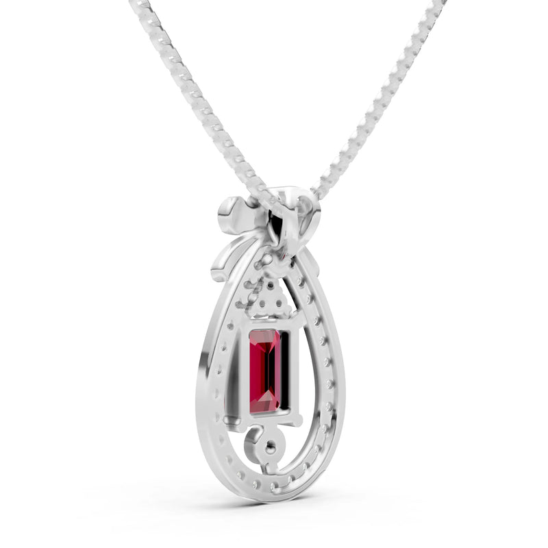 Garnet Profound Depth Ribbon Bow Pendant
