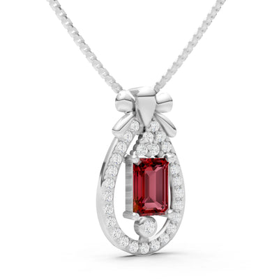 Garnet Profound Depth Ribbon Bow Pendant