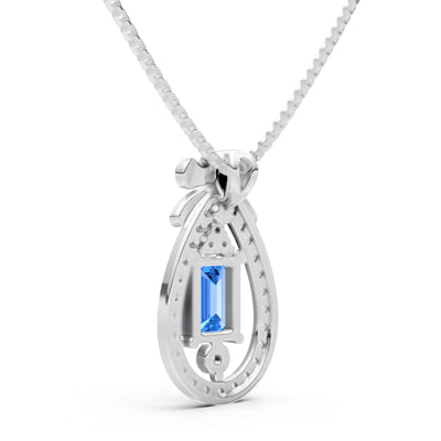 Swiss Blue Topaz Profound Depth Ribbon Bow Pendant