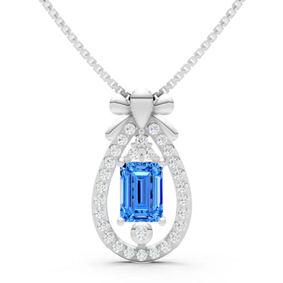 Swiss Blue Topaz Profound Depth Ribbon Bow Pendant