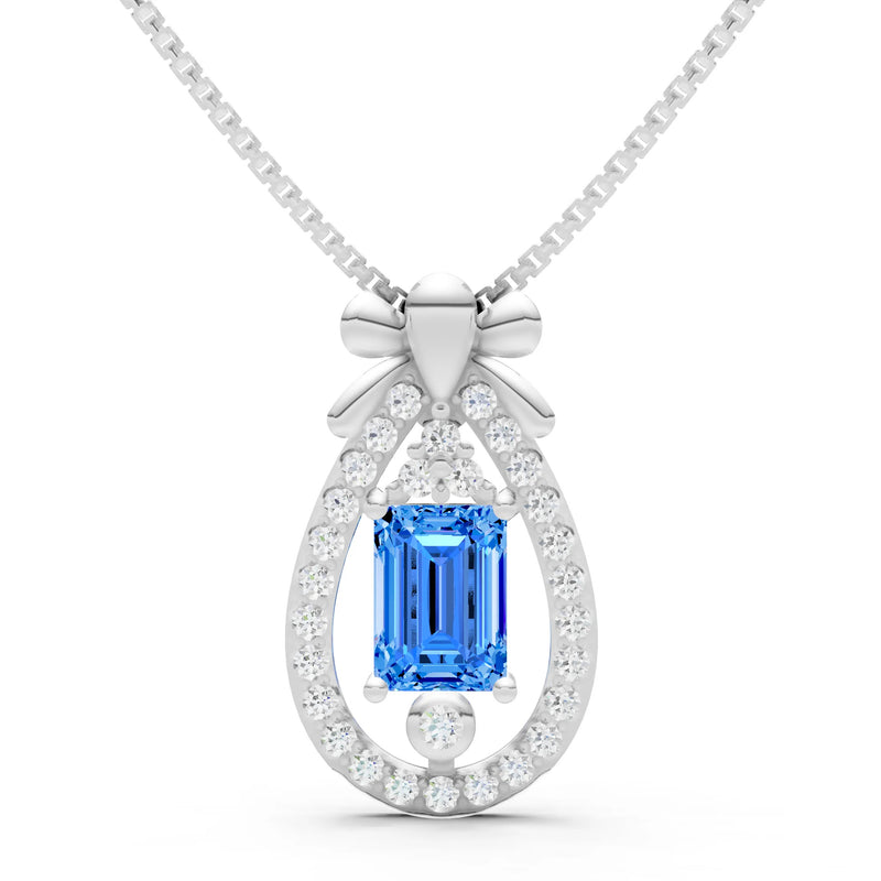 Swiss Blue Topaz Profound Depth Ribbon Bow Pendant