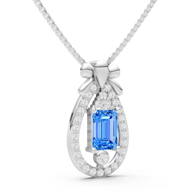 Swiss Blue Topaz Profound Depth Ribbon Bow Pendant