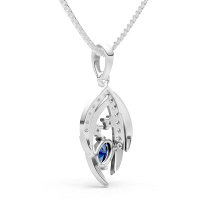 Blue Sapphire Marquise Sweep Cradled Lustre Pendant