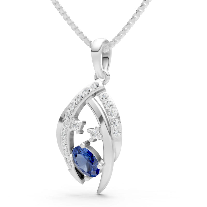 Blue Sapphire Marquise Sweep Cradled Lustre Pendant