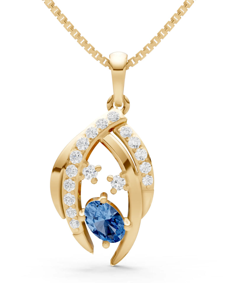London Blue Topaz Marquise Sweep Cradled Lustre Pendant
