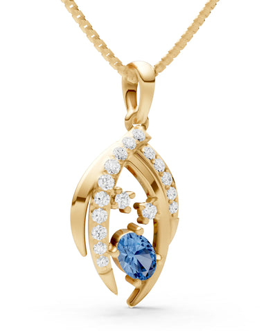 London Blue Topaz Marquise Sweep Cradled Lustre Pendant