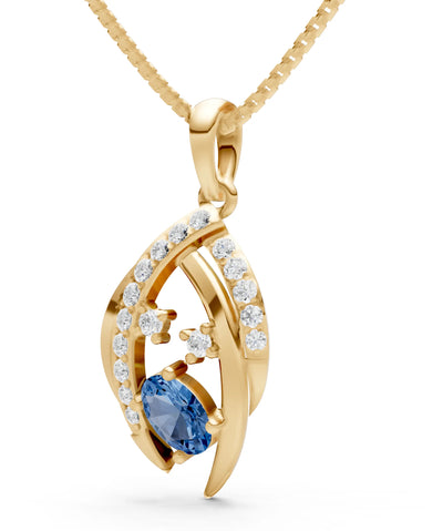 London Blue Topaz Marquise Sweep Cradled Lustre Pendant