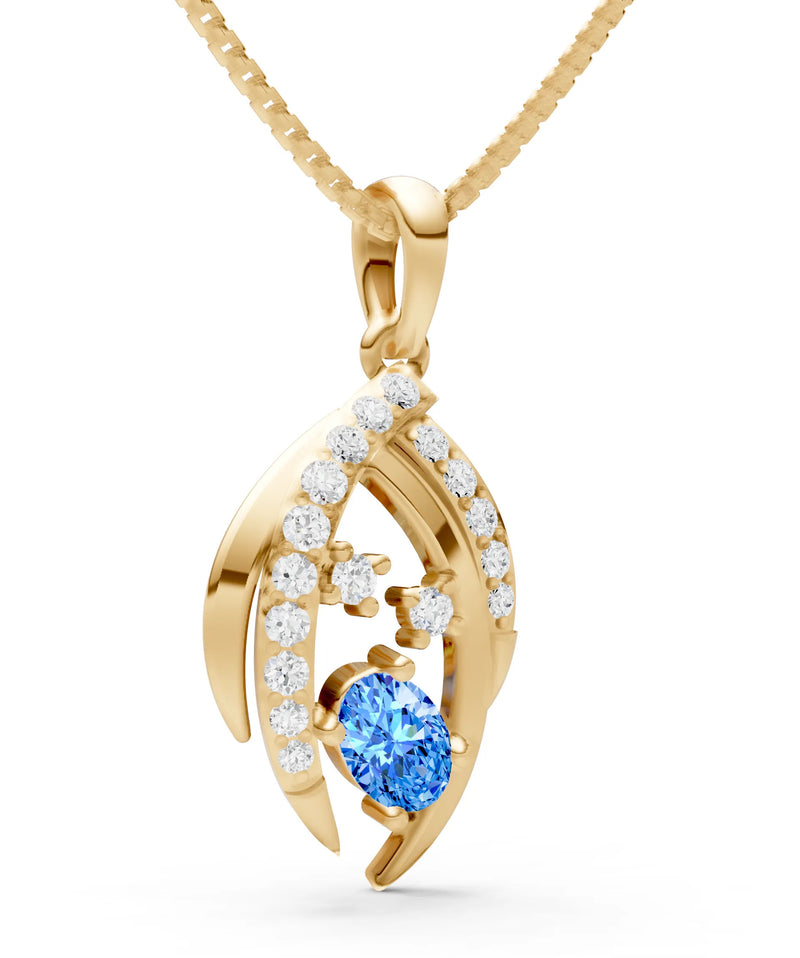 Swiss Blue Topaz Marquise Sweep Cradled Lustre Pendant