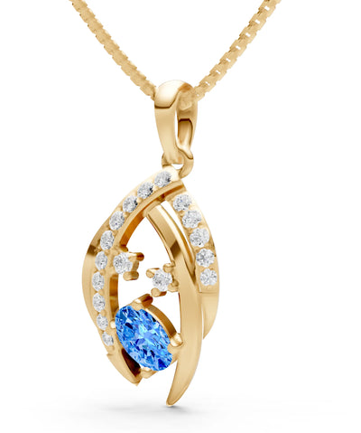 Swiss Blue Topaz Marquise Sweep Cradled Lustre Pendant