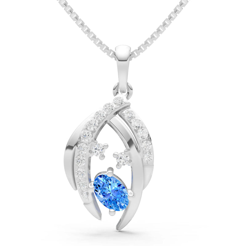 Swiss Blue Topaz Marquise Sweep Cradled Lustre Pendant