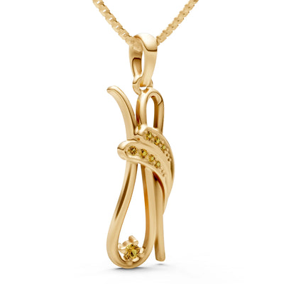 Citrine Abstract Form Embrace Shimmer Pendant