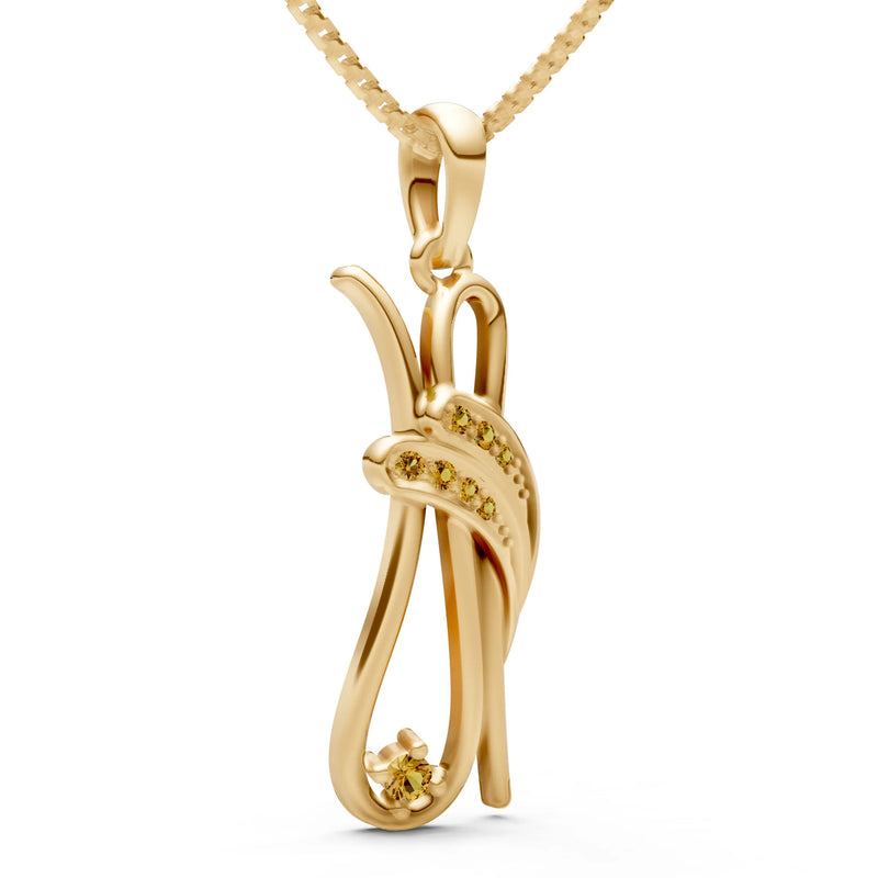 Citrine Abstract Form Embrace Shimmer Pendant