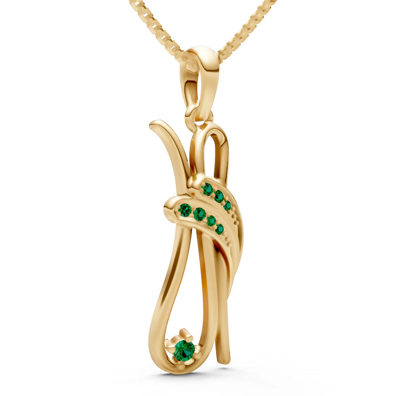 Emerald Abstract Form Embrace Shimmer Pendant