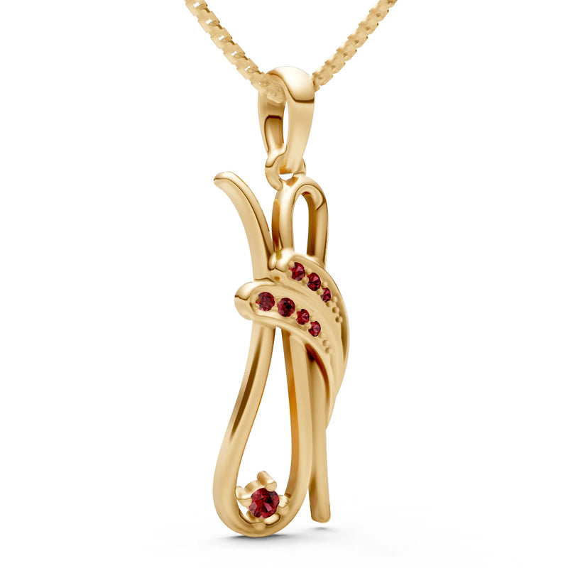 Garnet Abstract Form Embrace Shimmer Pendant