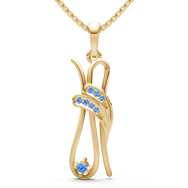 Swiss Blue Topaz Abstract Form Embrace Shimmer Pendant