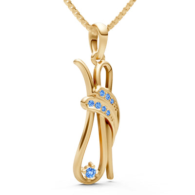 Swiss Blue Topaz Abstract Form Embrace Shimmer Pendant