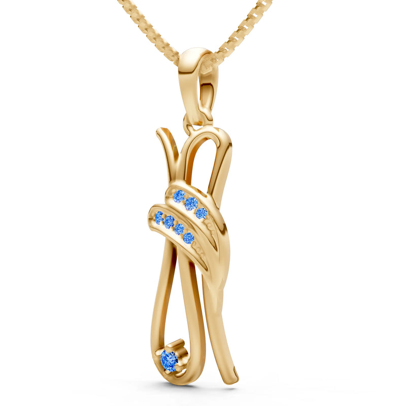 Swiss Blue Topaz Abstract Form Embrace Shimmer Pendant