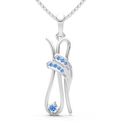 Swiss Blue Topaz Abstract Form Embrace Shimmer Pendant