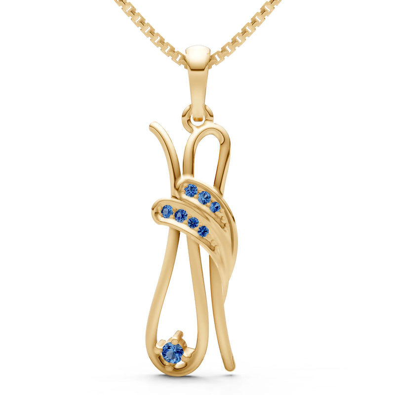London Blue Topaz Abstract Form Embrace Shimmer Pendant