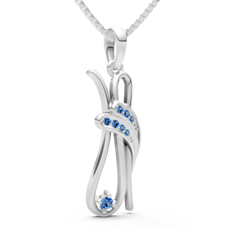 London Blue Topaz Abstract Form Embrace Shimmer Pendant