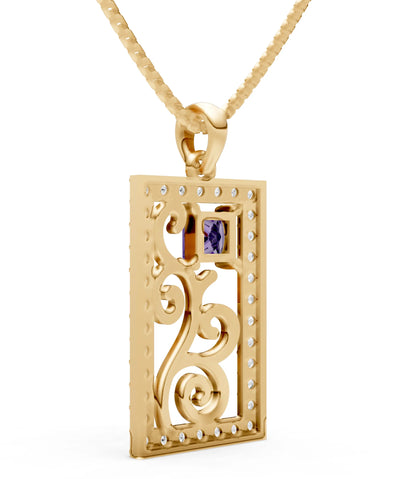 Amethyst Trellis Pattern Inset Luster Pendant