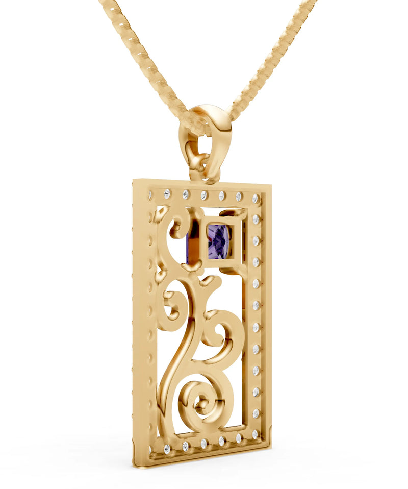 Amethyst Trellis Pattern Inset Luster Pendant
