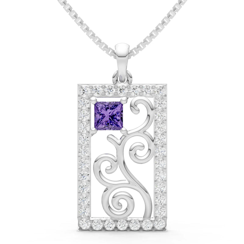 Amethyst Trellis Pattern Inset Luster Pendant